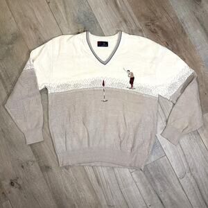 Vintage 90s ISLE OF COTTON Golf Sweater USA MADE Golfer Mens XL